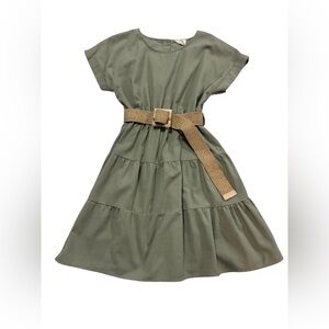Women’s Elegant Green Dress with Belt